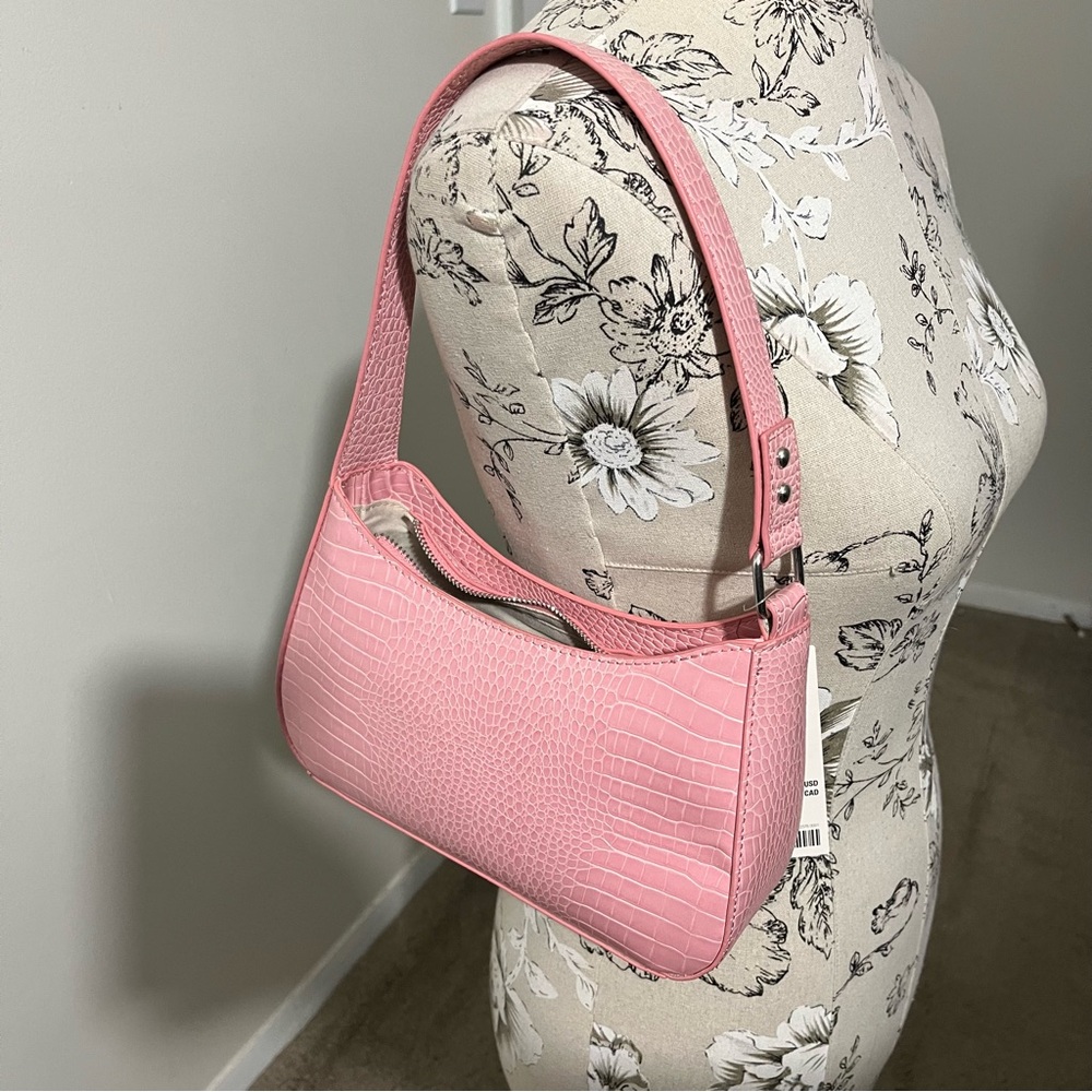 NWT Urban Outfitters Pink Faux Croc Shoulder Bag